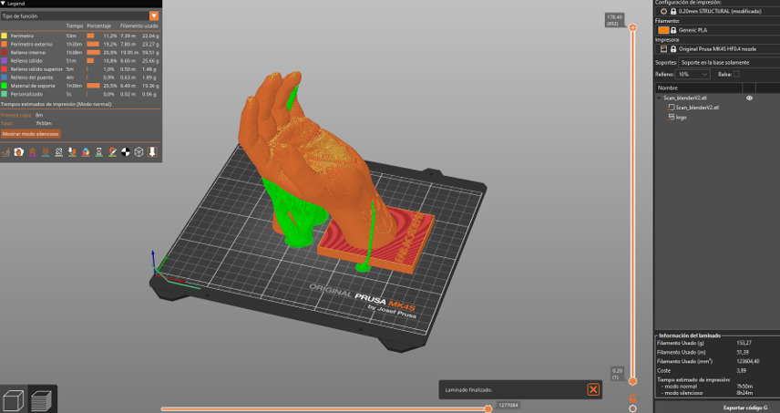 Sliced model ready to print